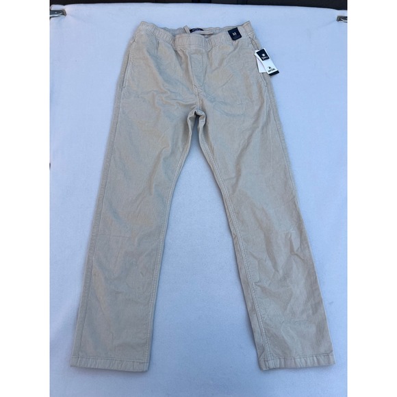 Rip Curl Mens Corduroy Pants Medium Beige Straight Fit Elastic Waist Stretch - Picture 1 of 11